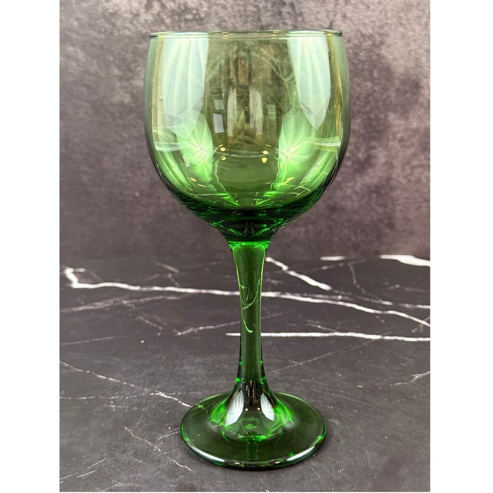Vintage Libbey Emerald Green Balloon Stem Wine Glass 7X3